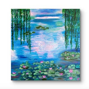 Luz entre nenúfares. Acrilico sobre lienzo 40x40