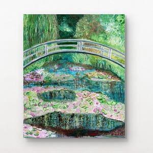 Jardín de nenúfares con puente