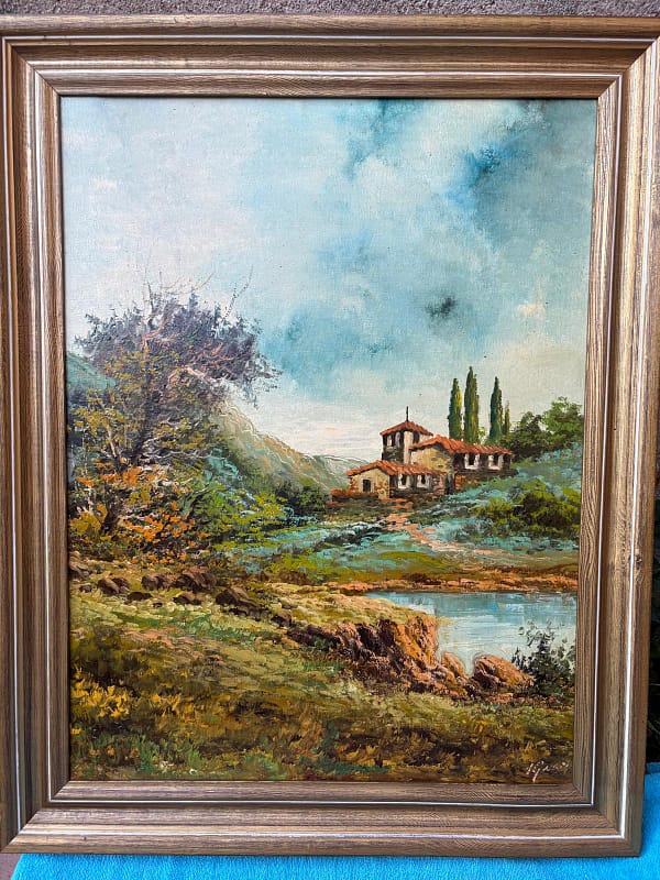 Paisaje con casa y estanque - Imagen 2